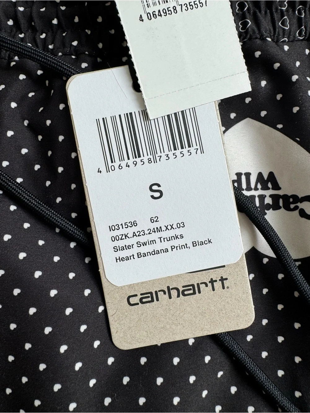 Carhartt WIP Slater Swim Trunks Heart Bandana Print Black NEW Mens S